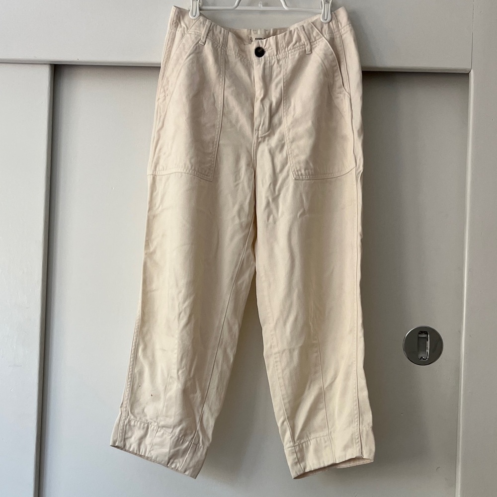 Cream Casual wide leg pants with beautiful drape